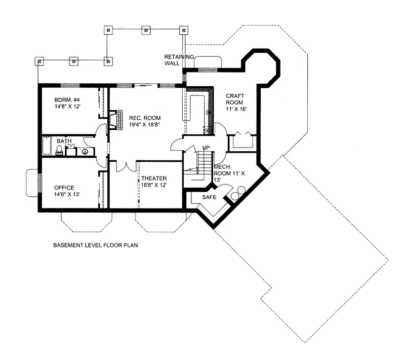 Lower Level Floor - 088D-0416 - Shop House Plans and More