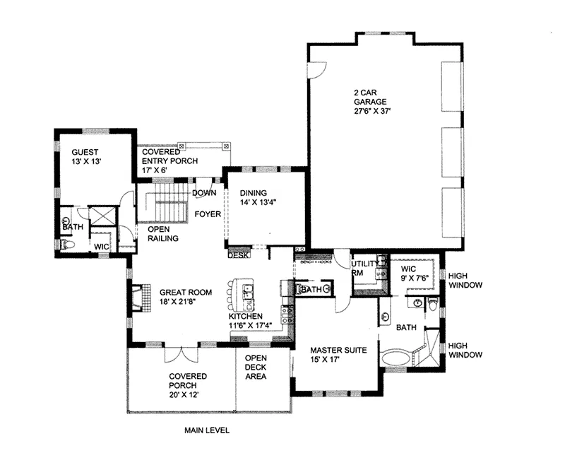 Country Home Plan First Floor 088D-0424