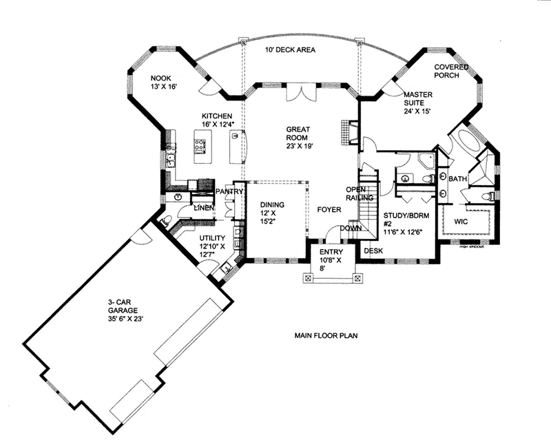 Rustic House Plan First Floor - 088D-0425 - Shop House Plans and More
