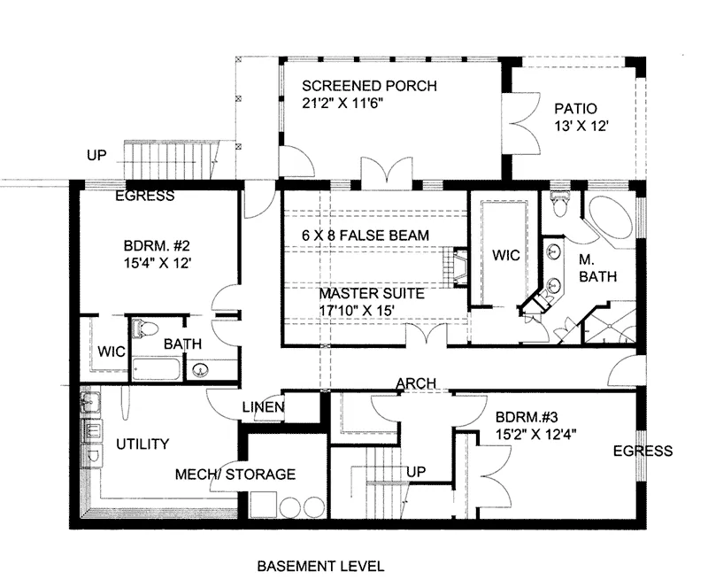 Georgian House Plan Lower Level Floor - 088D-0643 - Shop House Plans and More