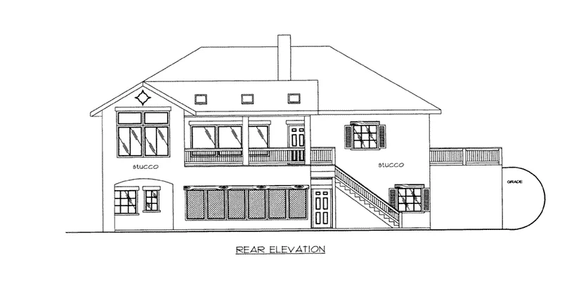 Georgian House Plan Rear Elevation - 088D-0643 - Shop House Plans and More