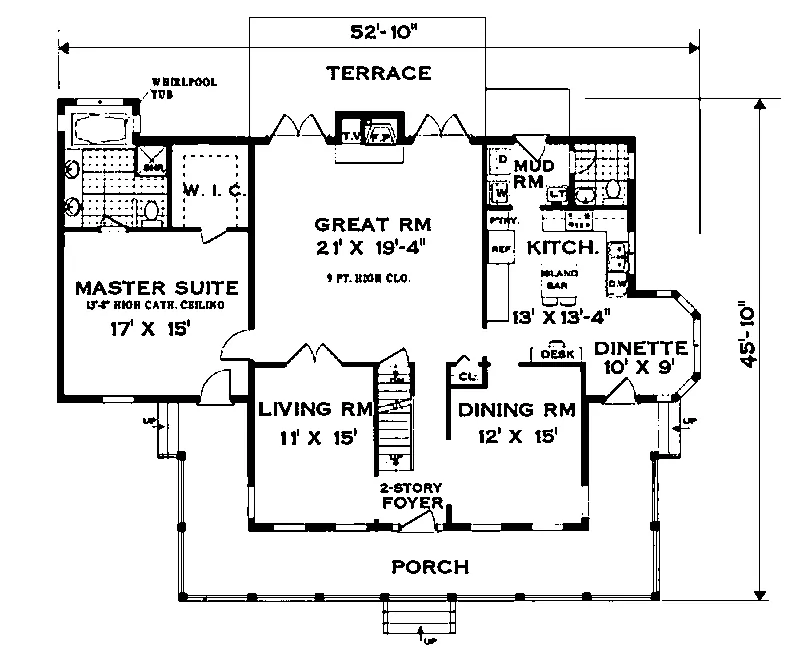 Acadian House Plan First Floor - Farson Southern Plantation Home 089D-0013 - Search House Plans and More