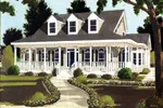 Gracious Country Style Home With Arch Windows Across The Front