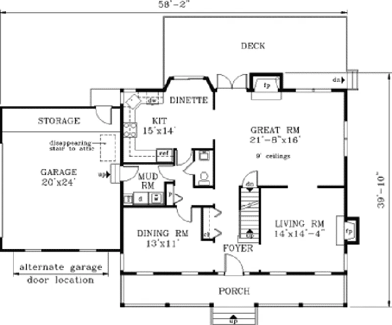 Colonial House Plan First Floor - Meadowcrest Southern Home 089D-0054 - Shop House Plans and More
