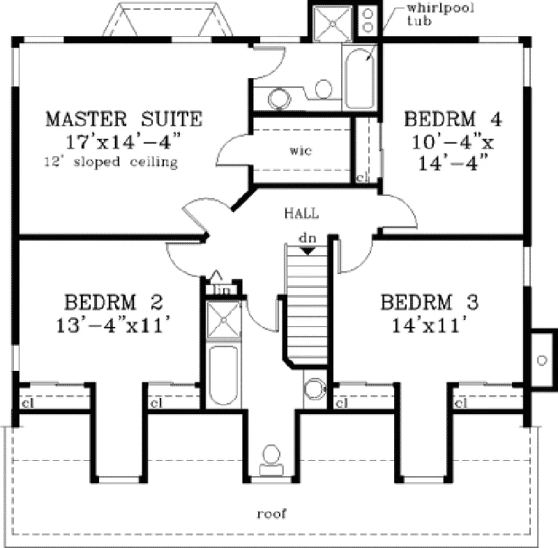 Colonial House Plan Second Floor - Meadowcrest Southern Home 089D-0054 - Shop House Plans and More