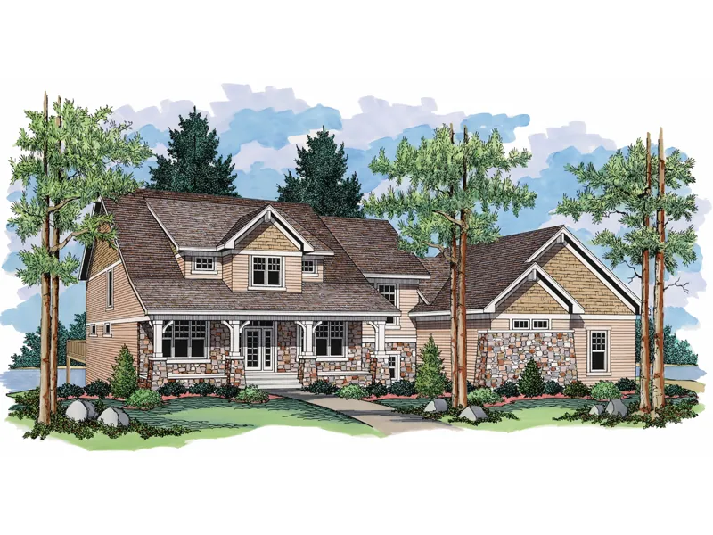 Two-Story Craftsman Style Charmer With Covered Front Porch And Stone Details