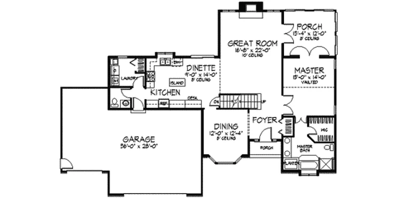 Tudor House Plan First Floor - Averil European Ranch Home 091D-0054 - Search House Plans and More