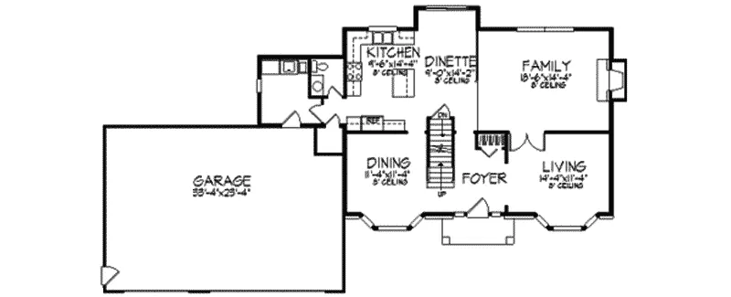 Contemporary House Plan First Floor - Fletcher Creek Acadian Home 091D-0118 - Search House Plans and More