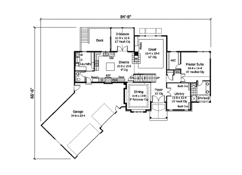 Country House Plan First Floor - Gatsby Shingle Style Home 091D-0173 - Search House Plans and More
