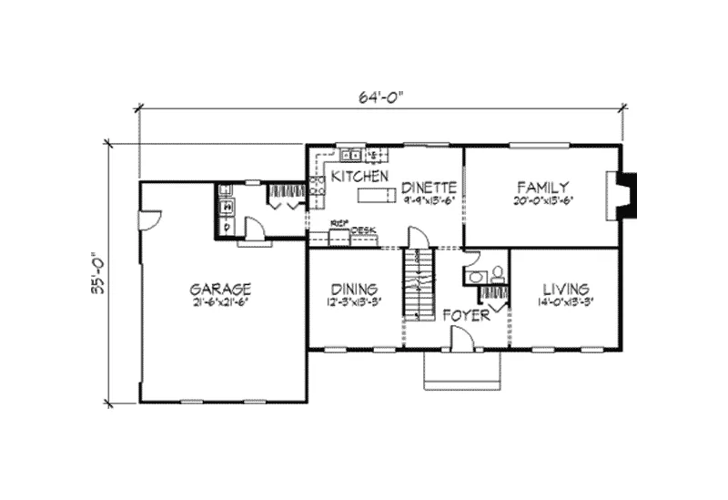 Traditional House Plan First Floor - Adair Early American Home 091D-0183 - Search House Plans and More