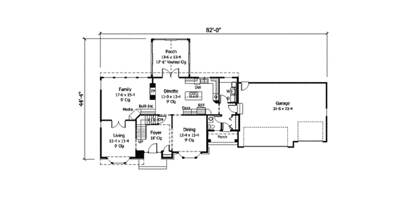 Traditional House Plan First Floor - Jessica Cove Traditional Home 091D-0276 - Search House Plans and More