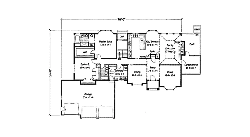 Ranch House Plan First Floor - Walker Valley Sunbelt Home 091D-0311 - Shop House Plans and More