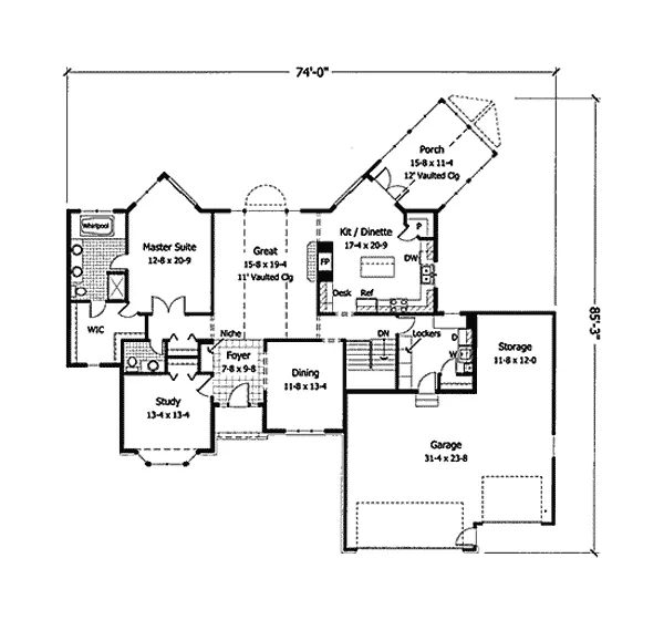 Country French House Plan First Floor - Flora Place Country French Home 091D-0320 - Search House Plans and More