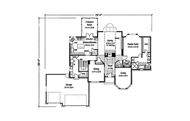 Ranch House Plan First Floor - Dane Victorian Ranch Home 091D-0321 - Search House Plans and More