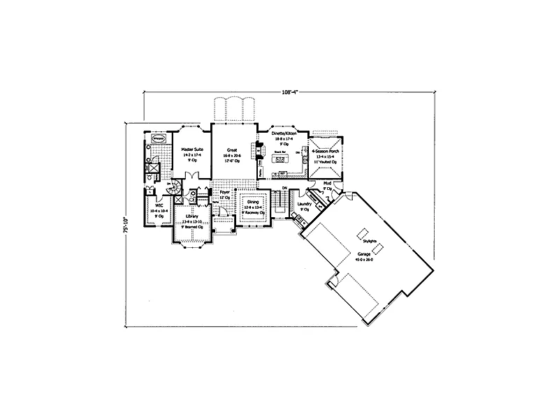 Ranch House Plan First Floor - Rosedale Traditional Ranch Home 091D-0360 - Shop House Plans and More