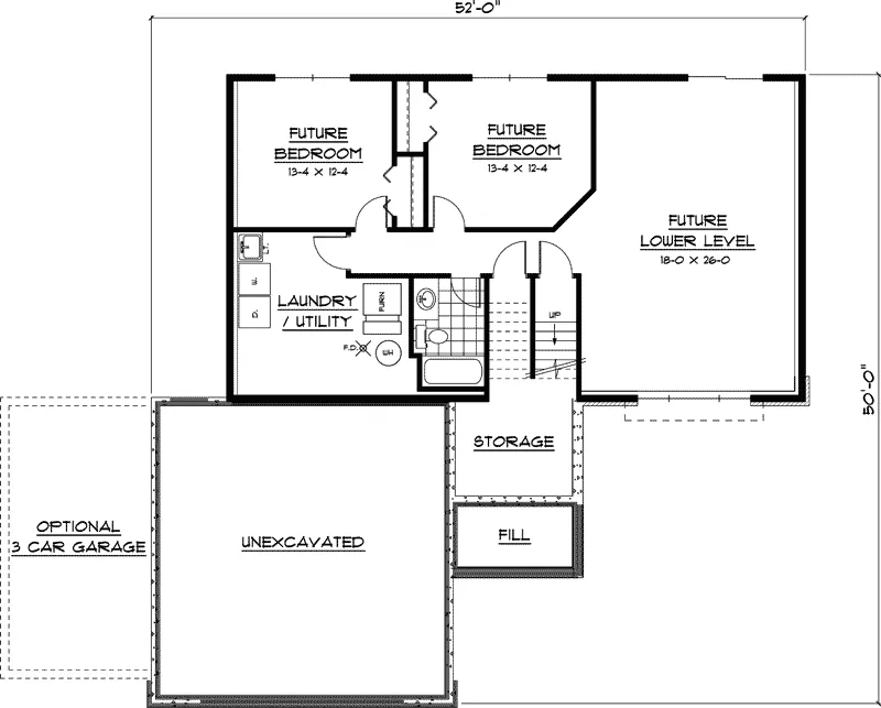 Country House Plan Lower Level Floor - Wilhelmina Traditional Home 091D-0370 - Shop House Plans and More