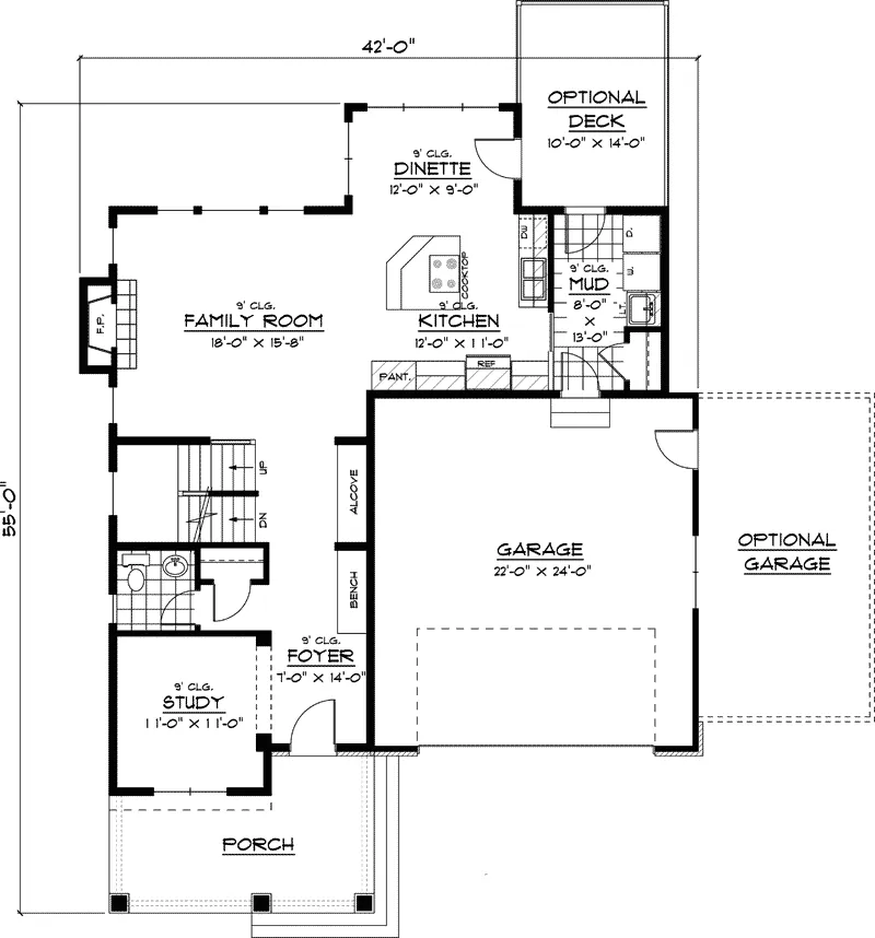 Traditional House Plan First Floor - Gibraltar Point Craftsman Home 091D-0388 - Search House Plans and More