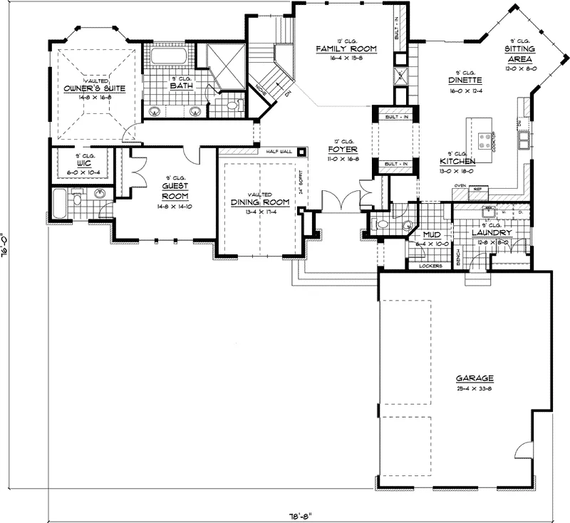 Traditional House Plan First Floor - Salford Crest Tudor Ranch Home 091D-0412 - Shop House Plans and More