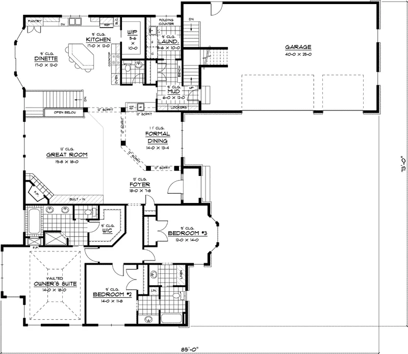 Ranch House Plan First Floor - Braeswick Country Ranch Home 091D-0413 - Search House Plans and More