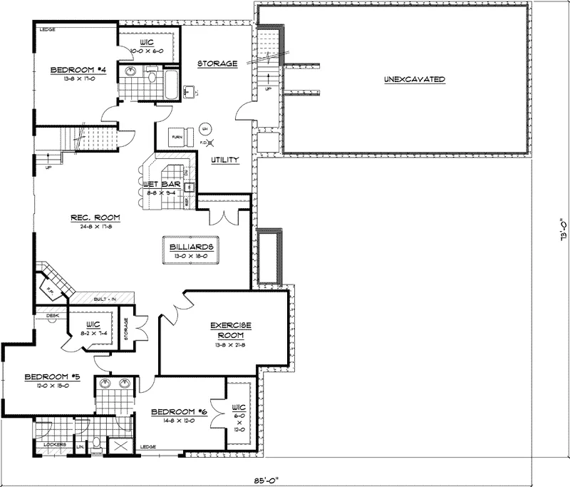 Ranch House Plan Lower Level Floor - Braeswick Country Ranch Home 091D-0413 - Search House Plans and More