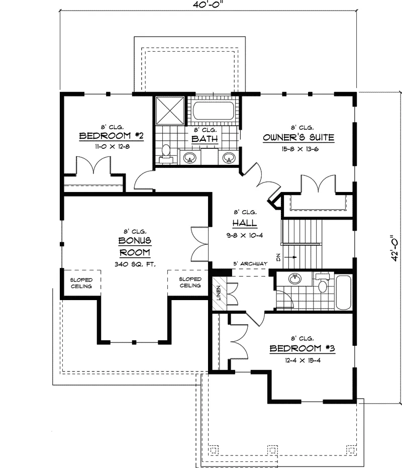 Arts & Crafts House Plan Second Floor - New Melle Bungalow Country Home 091D-0427 - Shop House Plans and More