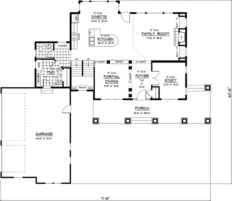 Shingle House Plan First Floor - Amberley Country Home 091D-0433 - Search House Plans and More