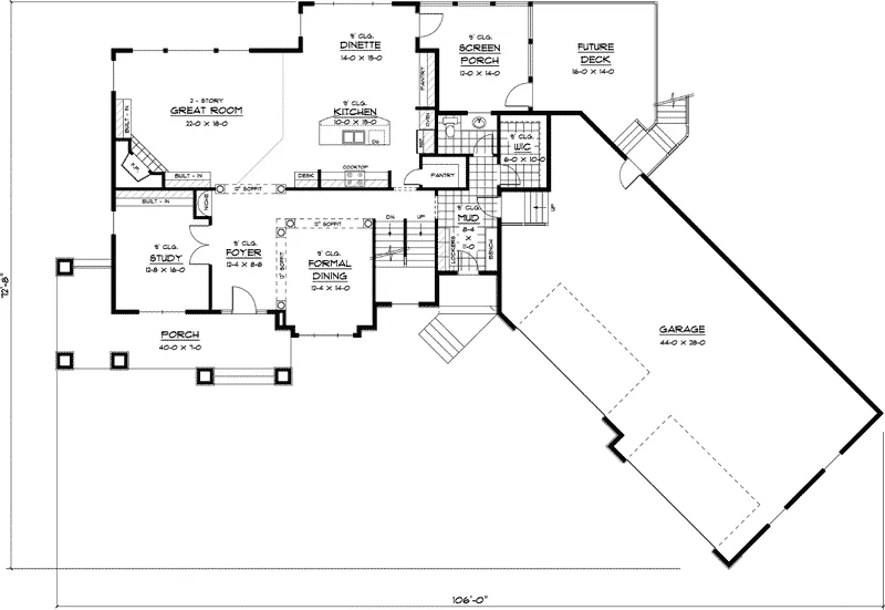 Arts & Crafts House Plan First Floor - Avlona Arts And Crafts Home 091D-0447 - Search House Plans and More
