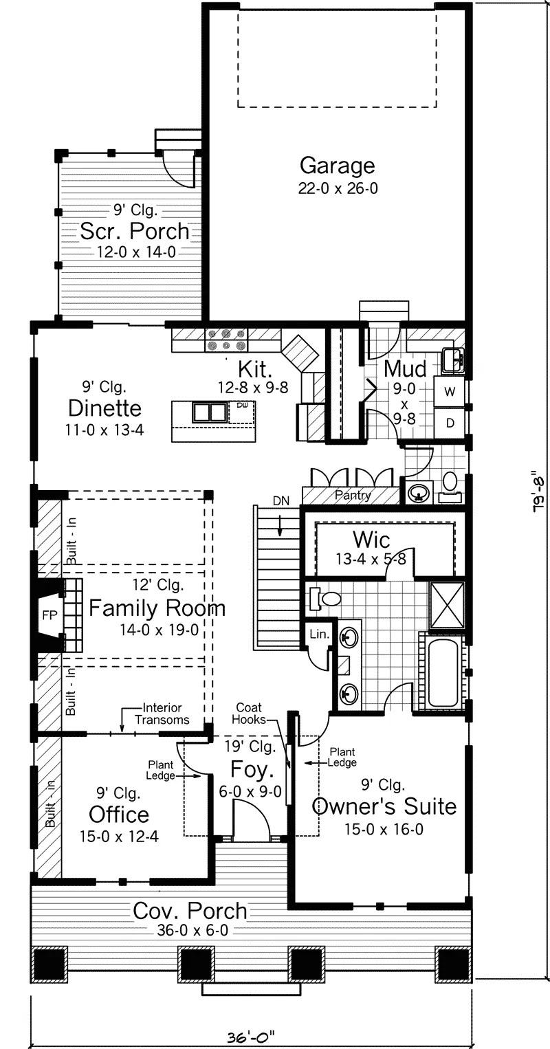 Country House Plan First Floor - Roanoke Rapids Ranch Home 091D-0480 - Shop House Plans and More