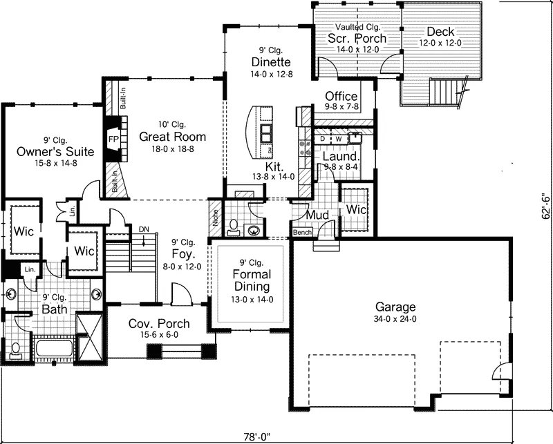 Ranch House Plan First Floor - Enfield Tudor Style Home 091D-0487 - Search House Plans and More