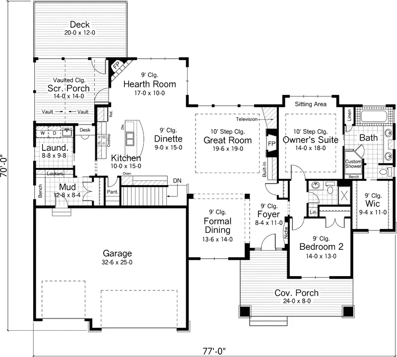 Arts & Crafts House Plan First Floor - Lanham Country Craftsman Home 091D-0489 - Shop House Plans and More
