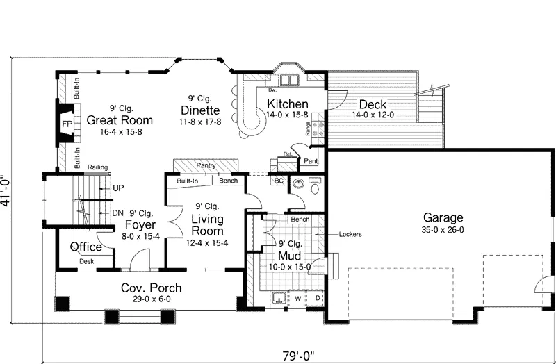 Shingle House Plan First Floor - Campion Country Home 091D-0491 - Search House Plans and More