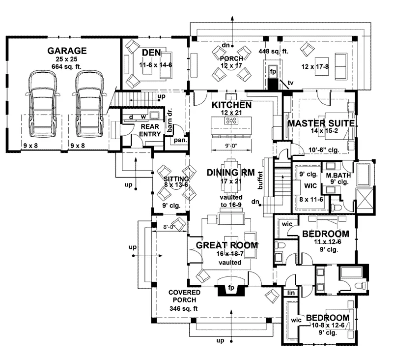 Lake House Plan First Floor - 091D-0507 - Shop House Plans and More