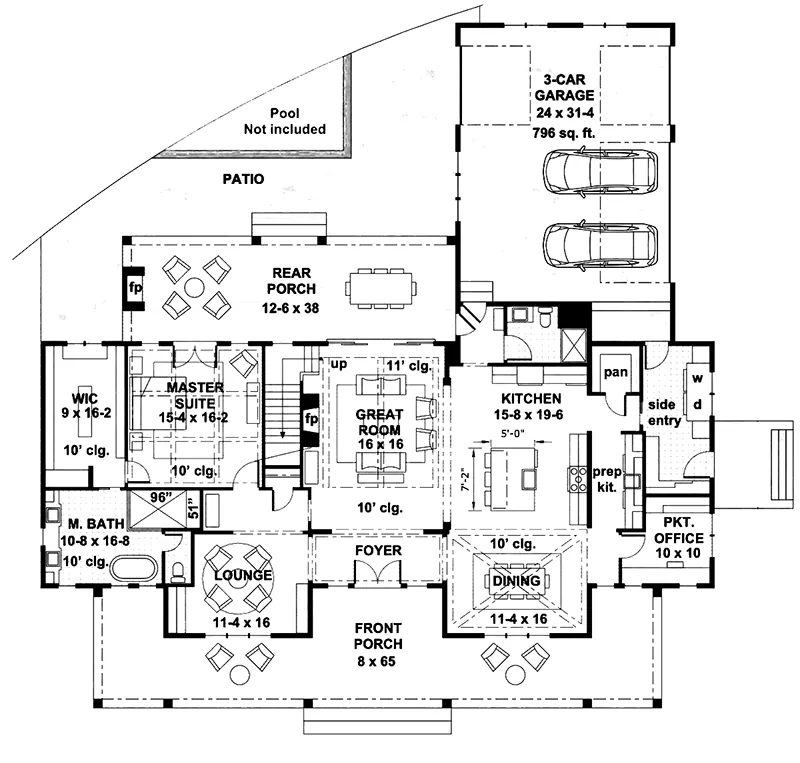 European House Plan First Floor - 091D-0534 - Shop House Plans and More