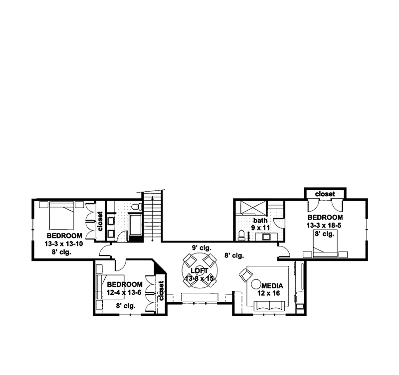 Country Home Plan Second Floor 091D-0534
