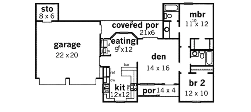 Ranch House Plan First Floor - Lovington Ranch Home 092D-0002 - Shop House Plans and More