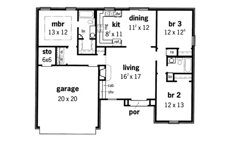 Ranch House Plan First Floor - Vanessa Hill European Home 092D-0010 - Shop House Plans and More