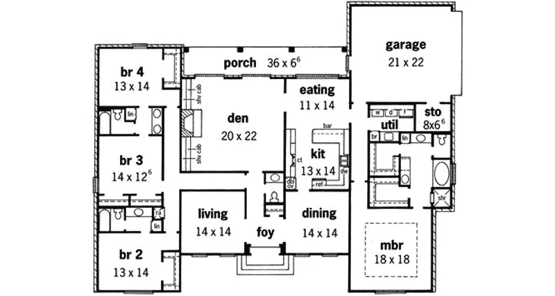 Ranch House Plan First Floor - Olympia Manor European Home 092D-0051 - Shop House Plans and More
