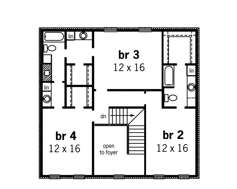 Greek Revival House Plan Second Floor - Algier Creek Greek Revival Home 092D-0054 - Search House Plans and More