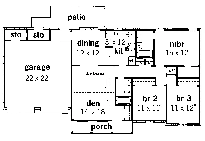 Ranch House Plan First Floor - Jachurst Country Ranch Home 092D-0076 - Search House Plans and More