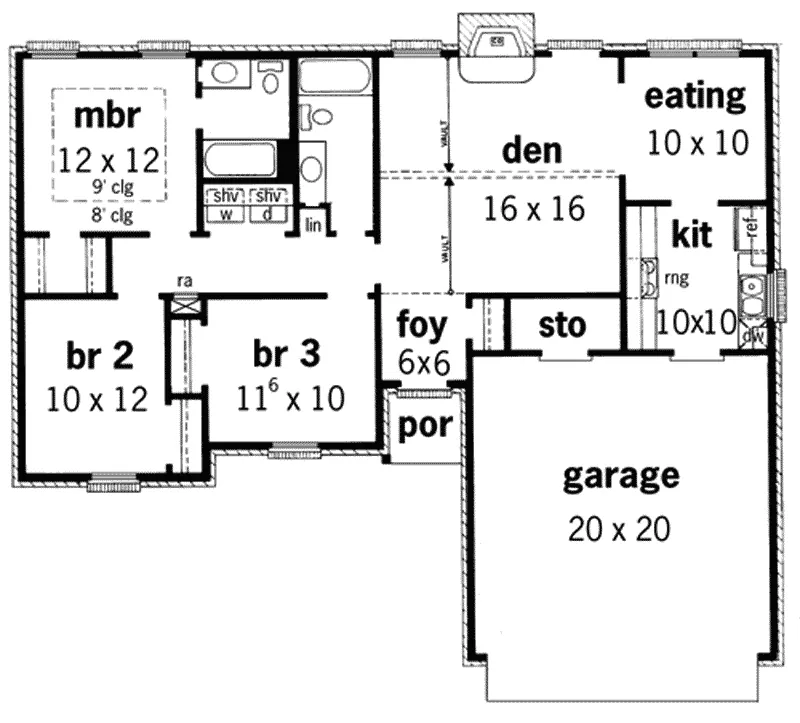 Ranch House Plan First Floor - Donaldson Trail Ranch Home 092D-0078 - Search House Plans and More