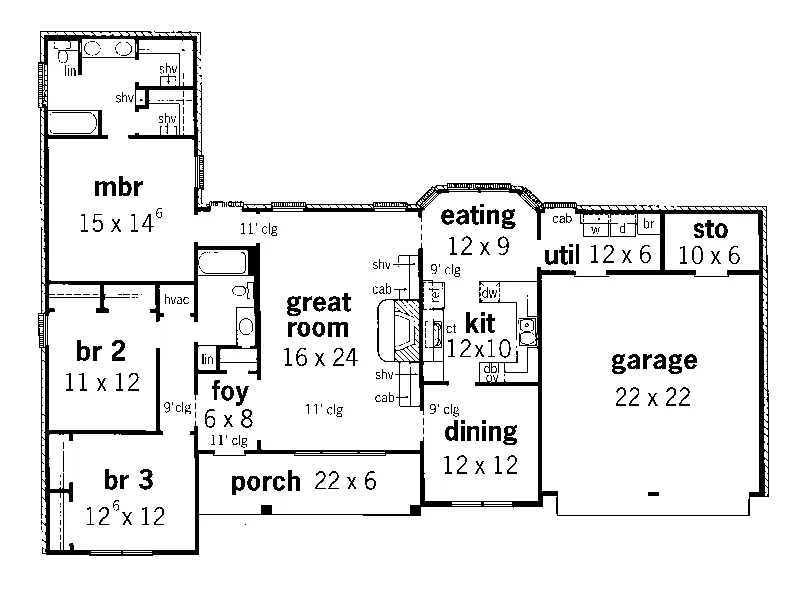 Ranch House Plan First Floor - Kehrs Mill Ranch Home 092D-0118 - Search House Plans and More