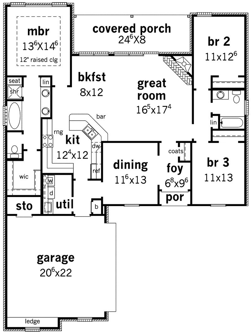 Country French House Plan First Floor - Glenmora Country French Home 092D-0129 - Search House Plans and More