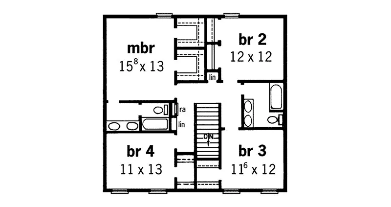 Colonial House Plan Second Floor - Whitman Garden Colonial Home 092D-0184 - Shop House Plans and More