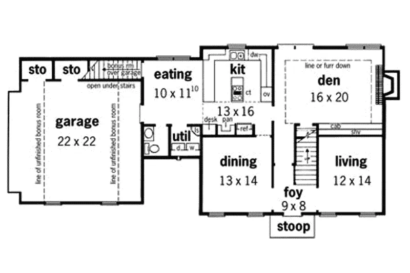 Colonial House Plan First Floor - Christabelle Country Home 092D-0185 - Search House Plans and More