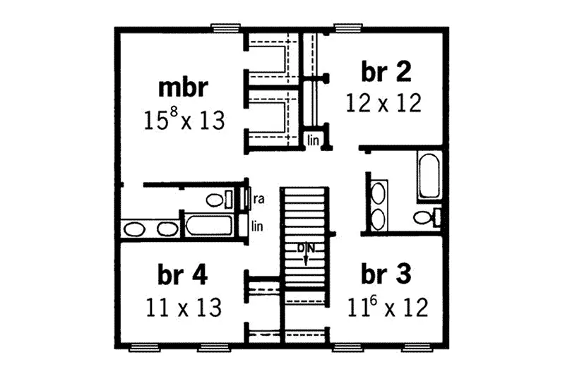 Colonial House Plan Second Floor - Christabelle Country Home 092D-0185 - Search House Plans and More