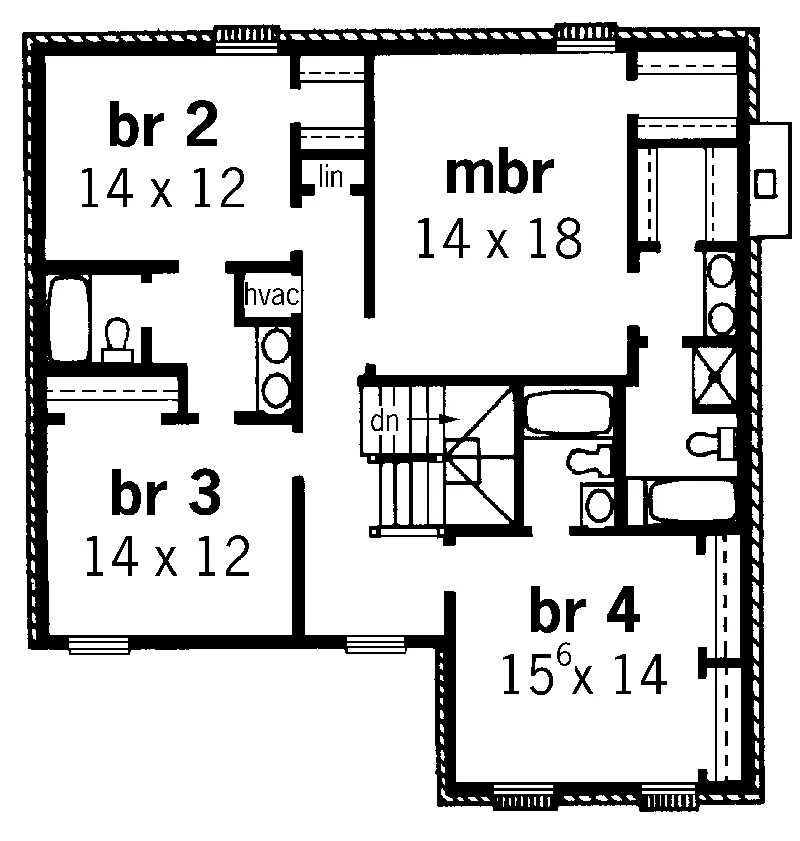 Traditional House Plan Second Floor - Dorrey Traditional Home 092D-0213 - Search House Plans and More