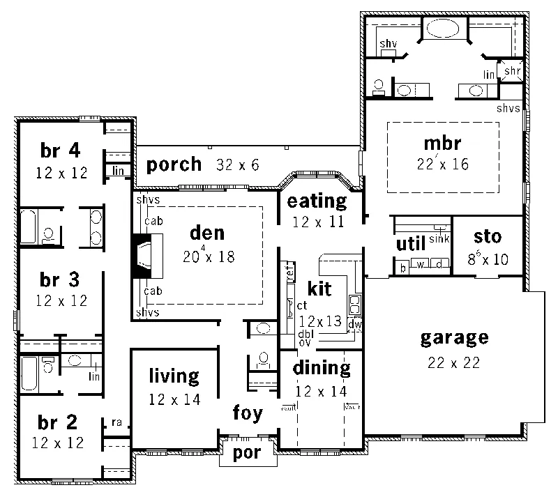 Ranch House Plan First Floor - Pickerington Ranch Home 092D-0215 - Shop House Plans and More
