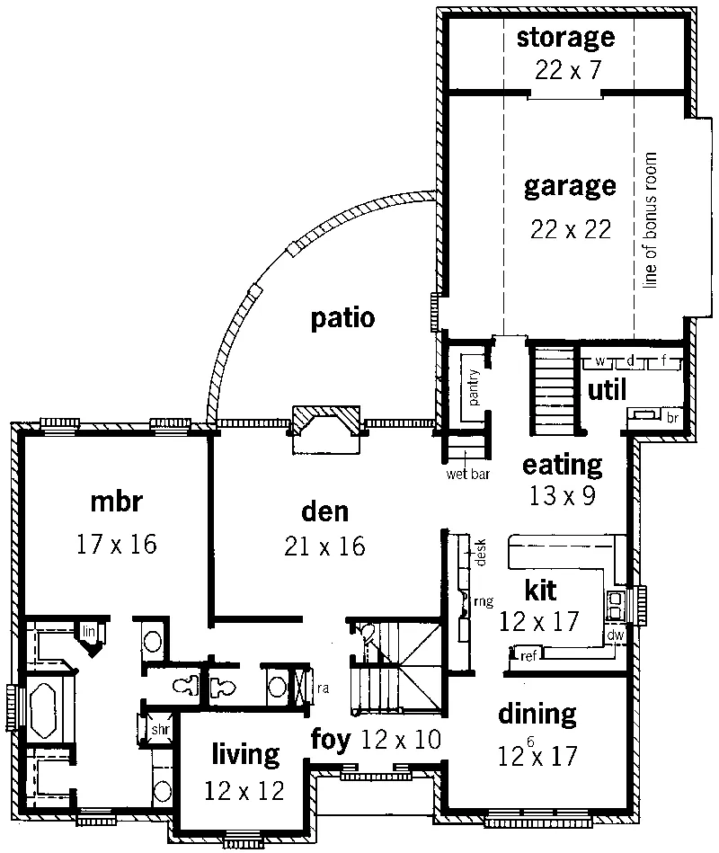 Georgian House Plan First Floor - Glenfield Terrace European Home 092D-0222 - Search House Plans and More
