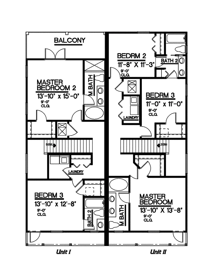 Southern House Plan Second Floor - Witherspoon Southern Duplex 093D-0001 - Shop House Plans and More