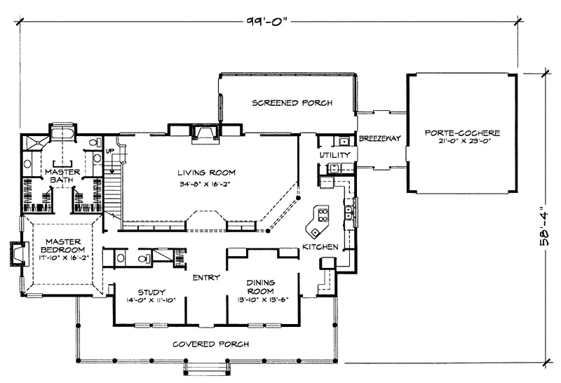 Traditional House Plan First Floor - Oak Knoll Park Country Home 095D-0002 - Shop House Plans and More